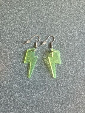 Neon Green Lightning Bolt Dangle Earrings - Women Jewelry